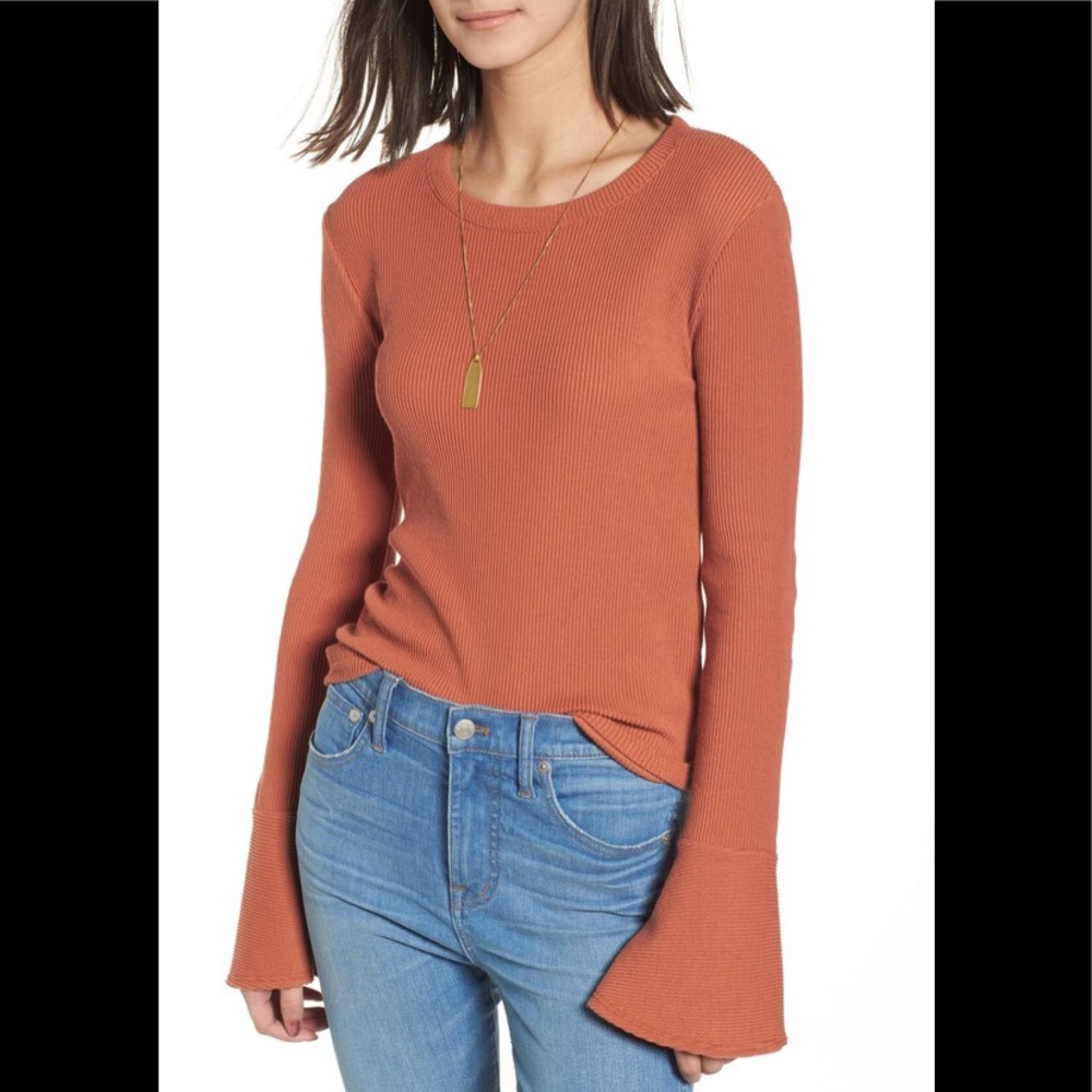 Madewell Ruffle Ribbed Top - Picture 2 of 6